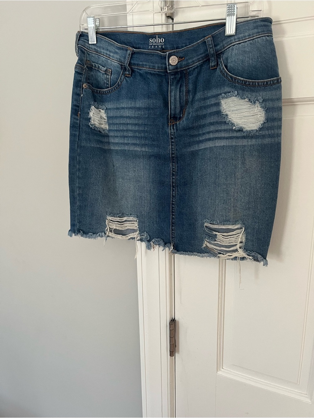 Soho Distressed Denim Mini Skirt - Blue Wash